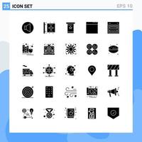 25 Thematic Vector Solid Glyphs and Editable Symbols of web layout conference design app Editable Vector Design Elements