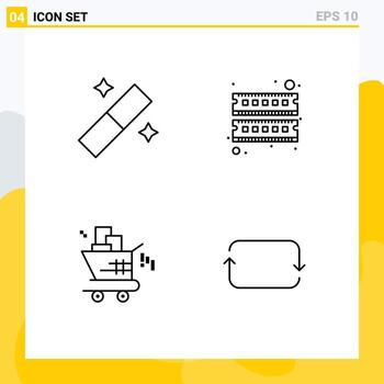 Pack of 4 creative Filledline Flat Colors of design seo computer ram back Editable Vector Design Elements