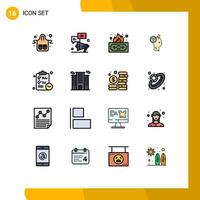 Set of 16 Modern UI Icons Symbols Signs for office like chat user income Editable Creative Vector Design Elements