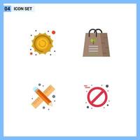 Editable Vector Line Pack of 4 Simple Flat Icons of sun drawing tools space shop work Editable Vector Design Elements