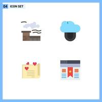 Pack of 4 creative Flat Icons of factory love computing love letter interface Editable Vector Design Elements