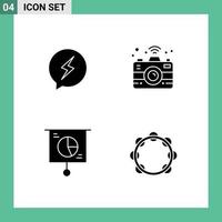 Modern Set of 4 Solid Glyphs and symbols such as chat marketing power wifi trade Editable Vector Design Elements