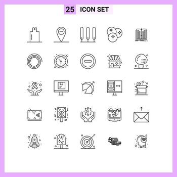 Group of 25 Modern Lines Set for spiral book food tranfer application Editable Vector Design Elements