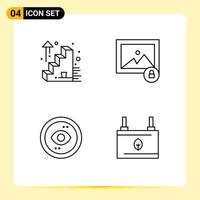 Pictogram Set of 4 Simple Filledline Flat Colors of business success ui image browser battery Editable Vector Design Elements