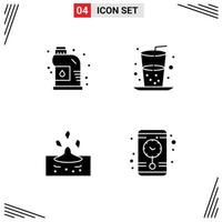 Group of 4 Modern Solid Glyphs Set for cleaner rain plumbing food water Editable Vector Design Elements