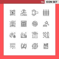 Universal Icon Symbols Group of 16 Modern Outlines of bulb brain business giving wheat Editable Vector Design Elements