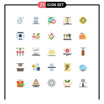paquete de interfaz de usuario de 25 colores planos básicos de elementos de diseño vectorial editables de inversión objetivo de ubicación de flecha de punto vector