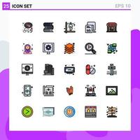 25 Universal Filled line Flat Colors Set for Web and Mobile Applications ecommerce list fire documents checklist Editable Vector Design Elements