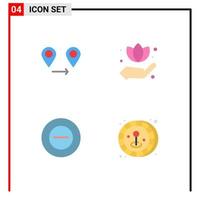 Pack of 4 Modern Flat Icons Signs and Symbols for Web Print Media such as gps coin hand no game Editable Vector Design Elements