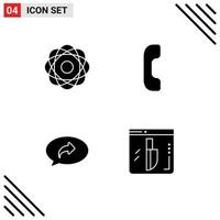 User Interface Pack of 4 Basic Solid Glyphs of atom chat orbit call right Editable Vector Design Elements