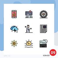 Pack of 9 Modern Filledline Flat Colors Signs and Symbols for Web Print Media such as islam thunder options lightning web development Editable Vector Design Elements