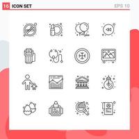 16 Universal Outline Signs Symbols of credit card balloons rewind arrow Editable Vector Design Elements