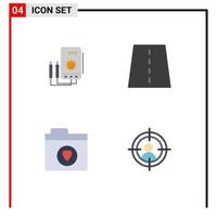 Set of 4 Modern UI Icons Symbols Signs for voltmeter highway digital construction files Editable Vector Design Elements