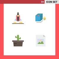 Set of 4 Modern UI Icons Symbols Signs for unicorn startup nature startup packing document Editable Vector Design Elements