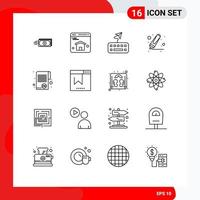 Pack of 16 creative Outlines of tax finance attach document highlighter Editable Vector Design Elements