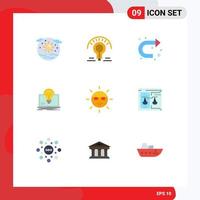 User Interface Pack of 9 Basic Flat Colors of file laptop tips success right Editable Vector Design Elements