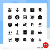 25 User Interface Solid Glyph Pack of modern Signs and Symbols of arrow trust birthday safe finance Editable Vector Design Elements