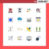 16 User Interface Flat Color Pack of modern Signs and Symbols of earth performance vehicles dashboard plane Editable Pack of Creative Vector Design Elements