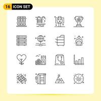 Outline Pack of 16 Universal Symbols of hosting rack horror database cup Editable Vector Design Elements