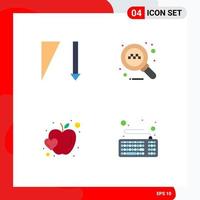 Universal Icon Symbols Group of 4 Modern Flat Icons of descending food online apple device Editable Vector Design Elements