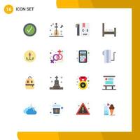 Pack of 16 Modern Flat Colors Signs and Symbols for Web Print Media such as hook decoy development sleep hotel Editable Pack of Creative Vector Design Elements