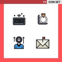 Group of 4 Filledline Flat Colors Signs and Symbols for barcode management things gift up Editable Vector Design Elements