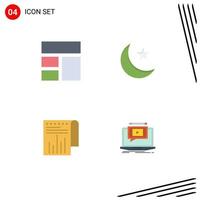 paquete de 4 iconos planos creativos de elementos de diseño vectorial editables de informe de estrella de diseño financiero de collage vector