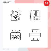 Universal Icon Symbols Group of 4 Modern Filledline Flat Colors of business calendar employee annual report year Editable Vector Design Elements