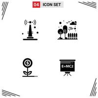 Set of 4 Modern UI Icons Symbols Signs for internet growth things cityscape dollar Editable Vector Design Elements