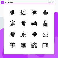 Group of 16 Solid Glyphs Signs and Symbols for building house banking white whtiehouse Editable Vector Design Elements