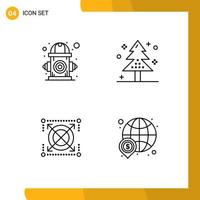 4 Line concept for Websites Mobile and Apps city tree life christmas target Editable Vector Design Elements