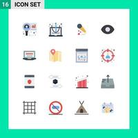 Mobile Interface Flat Color Set of 16 Pictograms of hardware laptop mic view wedding Editable Pack of Creative Vector Design Elements