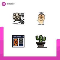 Pictogram Set of 4 Simple Filledline Flat Colors of search engine interface sousveillance digital page Editable Vector Design Elements