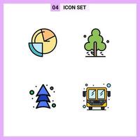 Mobile Interface Filledline Flat Color Set of 4 Pictograms of analysis arrow diagram pine up Editable Vector Design Elements