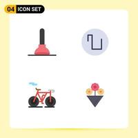 4 Flat Icon concept for Websites Mobile and Apps plunger flower sound bicycle 5 Editable Vector Design Elements