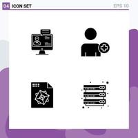 4 Universal Solid Glyphs Set for Web and Mobile Applications chat file dialog add on design Editable Vector Design Elements