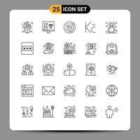 Universal Icon Symbols Group of 25 Modern Lines of engagement money orbit coin sphere Editable Vector Design Elements