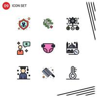 Universal Icon Symbols Group of 9 Modern Filledline Flat Colors of baby chatting firecracker man chat setting Editable Vector Design Elements