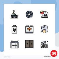 Universal Icon Symbols Group of 9 Modern Filledline Flat Colors of canada autumn analysis electric battery Editable Vector Design Elements