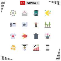 Modern Set of 16 Flat Colors Pictograph of graphic design app left arrows Editable Pack of Creative Vector Design Elements