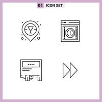 4 iconos creativos signos y símbolos modernos de la ubicación del bar de champán publicidad mensaje de notificación de alerta elementos de diseño vectorial editables vector