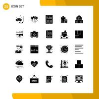 25 User Interface Solid Glyph Pack of modern Signs and Symbols of building market monitoring ecommerce patient report Editable Vector Design Elements