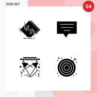 Pack of 4 creative Solid Glyphs of board lights network chat electricity Editable Vector Design Elements