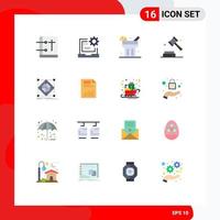 Universal Icon Symbols Group of 16 Modern Flat Colors of architecture digital development copyright food Editable Pack of Creative Vector Design Elements