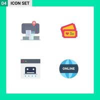 Modern Set of 4 Flat Icons Pictograph of reality business audmented heart online Editable Vector Design Elements