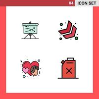 Set of 4 Modern UI Icons Symbols Signs for strategic women planning chevron face Editable Vector Design Elements