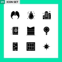 Set of 9 Modern UI Icons Symbols Signs for diary cover pear book silo Editable Vector Design Elements