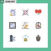 Flat Color Pack of 9 Universal Symbols of healthcare development heart design box Editable Vector Design Elements