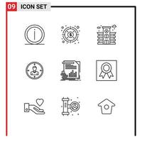 Set of 9 Commercial Outlines pack for resume personal city hunting employee Editable Vector Design Elements