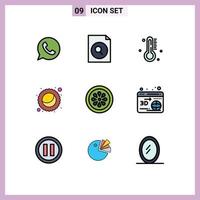 Universal Icon Symbols Group of 9 Modern Filledline Flat Colors of lemon eat temperature drink moon Editable Vector Design Elements